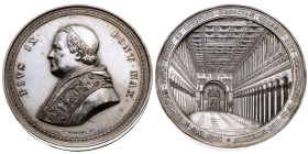 Vatikan 
Kirchenstaat. Pius IX., 1846-1878
Versilberte galvanische Nachbildung der Bronze-Medaille
1854

auf die Einweihung der nach einem Brand ...