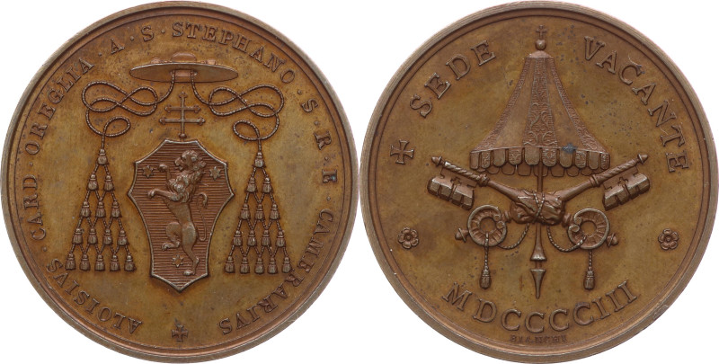 Vatikan 
Kirchenstaat. Sedisvakanz, 1903
Bronze-Medaille
1903

Vs: Wappen d...