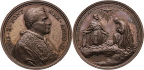 Vatikan 
Kirchenstaat. Pius X., 1903-1914
Bronze-Medaille
Anno II (1904)

auf die Heiligsprechung des Bischofs Alessandro Sauli (1534-1593) und d...