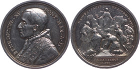 Vatikan 
Kirchenstaat. Benedikt XV., 1914-1922
Silber-Medaille
1916

auf das Friedensgebet zur Hl. Maria
Vs: Brustbild n. l. mit Pileolus, Mozet...