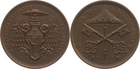 Vatikan 
Kirchenstaat. Sedisvakanz, 1922
Bronze-Medaille
1922

Vs: Wappen des Kardinals Pietro Gasparri, Umschrift
Rs: Ehrenschirm mit Schlüssel...