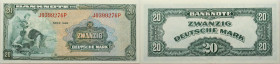 Alliierte Besatzung - Bank deutscher Länder 
20 Mark
1948-06-20
1948

Vs: Mann und Frau mit Loorberkranz im Hintergrund Fabrikgebäude
Rs: Nomina...