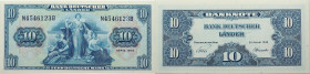 BRD, Bank Deutscher Länder 
10 Mark
1949

Vs: Allegorische Gruppe; Arbeit, Gerechtigkeit und Aufbau
Rs: Wertangabe im Rahmen

Literatur: Grabow...