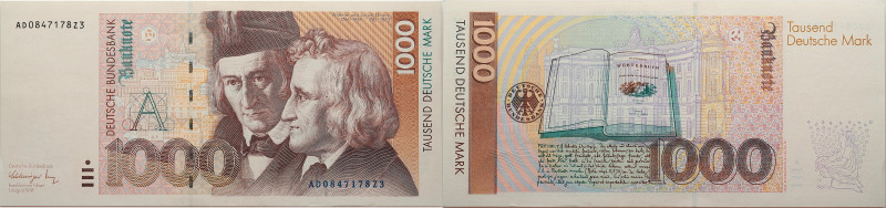 BRD, Deutsche Bundesbank 
1000 Mark
1991-08-01
1991

Gebrüder Grimm
Vs: Ge...