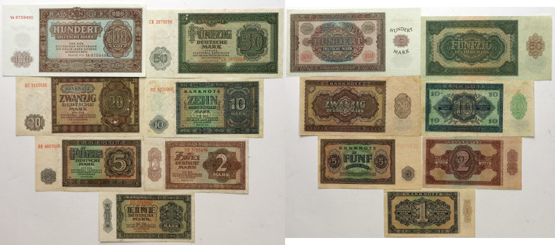 DDR 
1, 2, 5, 10, 20, 50, 100 Mark
1948-1955

Vs: Nominal, Ornament
Rs: Nom...