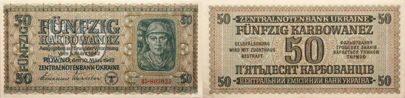 Ukraine 
2. Weltkrieg, Deutsche Besatzung
50 Karbowanetz
1942-03-10
1942

...