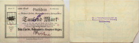 Notgeld 
1000 Mark
1922

Vs: Nominal,links Bohn & Herber Druckmaschiene, Umrahmung, ungültig gestempelt, rechte, Abschnitte rechte, obere Ecke
Rs...