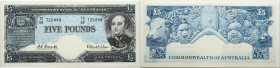 Australien 
5 Pfund
1960-1965

Vs: Portrait Sir John Franklin rechts
Rs: mittig Bummerang, Schafe, Ochse und Kuh, Früchte

Literatur: WPM WPM_3...