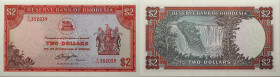 Rhodesien 
2 Dollars
1979

Vs: Staatswappen
Rs: Victoria Wasserfälle
Wasserzeichen: Falke

Literatur: WPM 39
Erhaltung: Kassenfrisch
