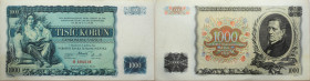 Tschechoslowakei 
100 Korun
1934

Vs: Allegorische Frauenfigur mit 2 Kindern, ohne Perforation SPECIMEN
Rs: F. Palacky
Wasserzeichen: Frauenkopf...
