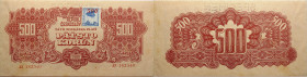 Tschechoslowakei 
500 Korun
1944

Vs: Nominal, Marke, Specimen Perforation
Rs: Nominal

Literatur: WPM 55s
Erhaltung: Fast kassenfrisch