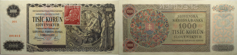 Tschechoslowakei 
1000 Korun
1940-11-25
1940

Vs: Rote Marke, Perforation S...