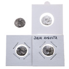 Antike Münzen: 4 Denare der Severer (Septimius Severus, Iulia Domna, Caracalla und Geta). Schön-sehr schön