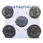 Antike Münzen: Constantinus I. und seine Söhne, AE, 5 Stück, schön-sehr schön