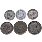 Ausländische Münzen: Italien. 1-500 Lire, 19.-20 Jh., unterschiedliche Erhaltungen, 6 Stück
