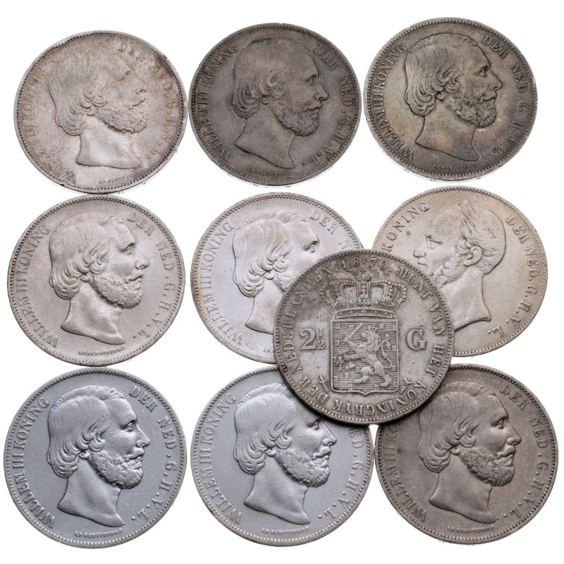 Ausländische Münzen: Niederlande. Willem II. und III., 2 1/2 Gulden, unterschied...