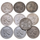 Ausländische Münzen: Niederlande. Willem II. und III., 2 1/2 Gulden, unterschiedliche Jahre und Erhaltungen, 10 Stück