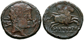 ARCAILICOS (Zona de Soria-Guadalajara). As. (Ae. 12,08g/27mm). 120-80 a.C. (FAB-71). Anv: Cabeza masculina a derecha, delante delfín, detrás letras ib...