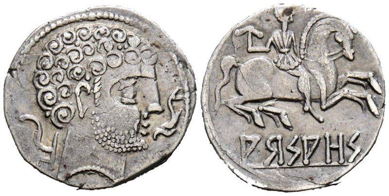 ARSAOS (Zona de Navarra). Denario. (Ar. 3,85g/19mm). 120-80 a.C. (FAB-139). Anv:...