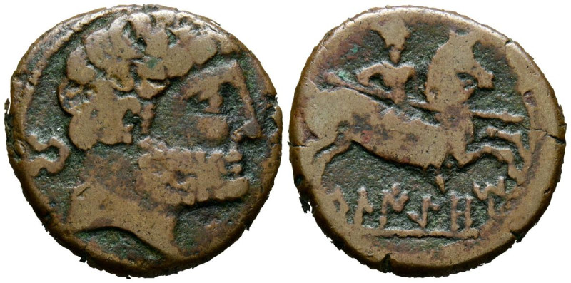 BELIGIOM (Belchite, Zaragoza). As. (Ae. 10,72g/23mm). 120-20 a.C. (FAB-243). Anv...