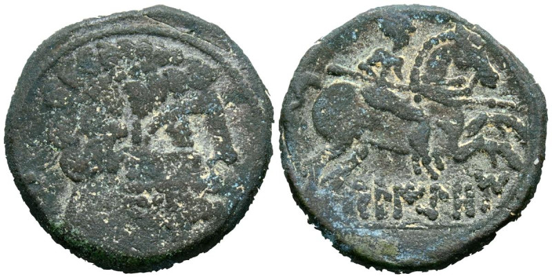 BELIGIOM (Belchite, Zaragoza). As. (Ae. 10,31g/23mm). 120-20 a.C. (FAB-243). Anv...