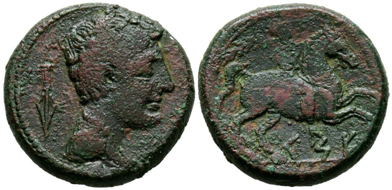 CESE (Tarragona). As. (Ae. 13,31g/26mm). 120-20 a.C. (FAB-2284). Anv: Cabeza mas...