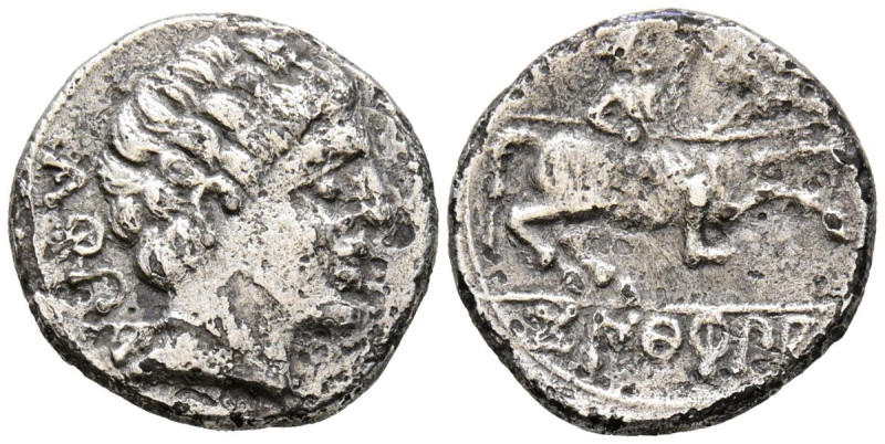 CONTERBIA CARBICA (Huete, Cuenca). Denario. (Ar. 3,26g/17mm). 120-80 a.C. (FAB-8...