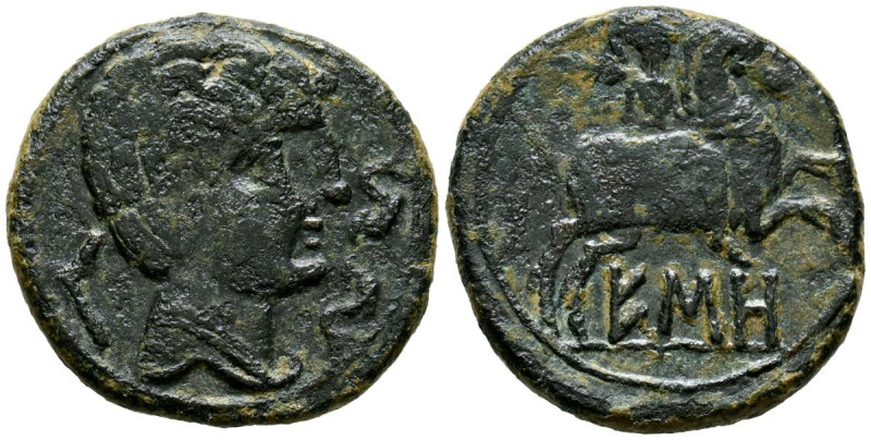 ESO (Isona, Lérida). As. (Ae. 8,51g/25mm). 120-20 a.C. (FAB-1291). Anv: Cabeza m...