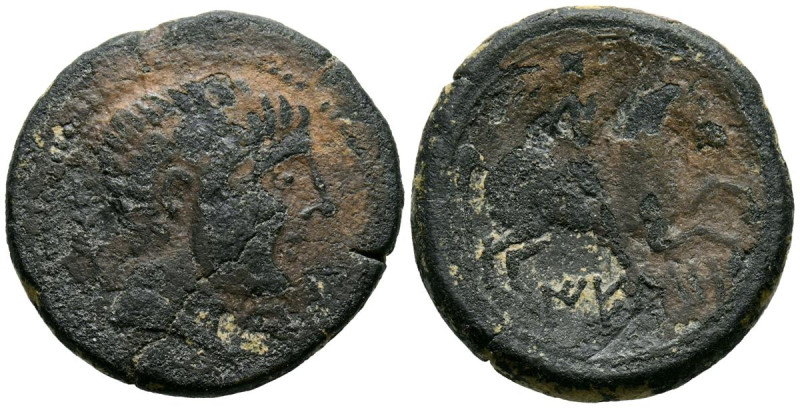 IESO (Guisona, Lérida). As. (Ae. 10,01g/25mm). 120-20 a.C. (FAB-1424). Anv: Cabe...