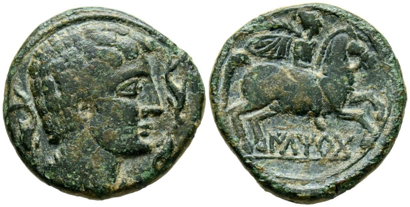 ILTIRTA (Lérida). As. (Ae. 10,27g/26mm). 200-20 a.C. (FAB-1465). Anv: Cabeza mas...