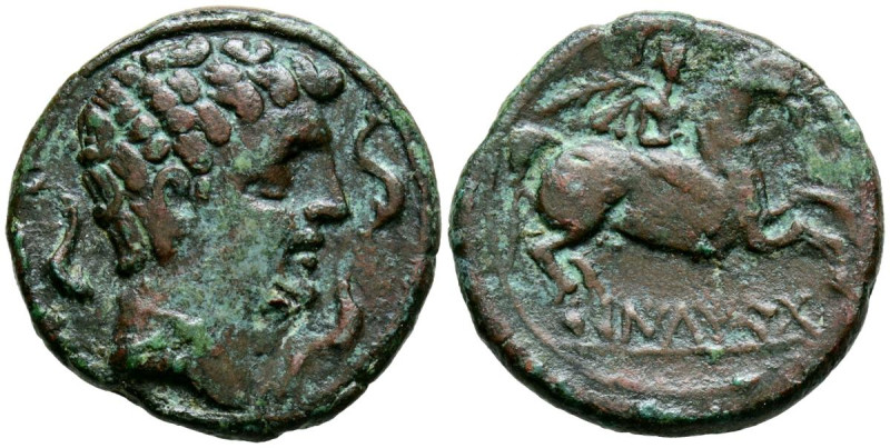 ILTIRTA (Lérida). As. (Ae. 11,39g/27mm). 200-20 a.C. (FAB-1465). Anv: Cabeza mas...