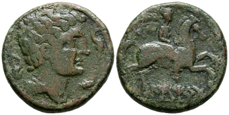 ILTIRTA (Lérida). As. (Ae. 10,96g/25mm). 200-20 a.C. (FAB-1465). Anv: Cabeza mas...