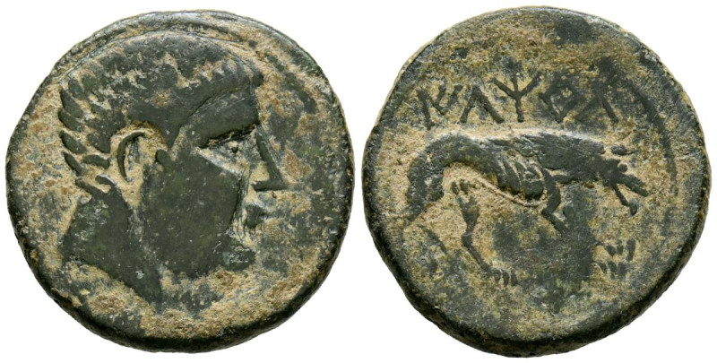 ILTIRTA (Lérida). As. (Ae. 7,66g/23mm). 200-20 a.C. (FAB-1475). Anv: Cabeza masc...