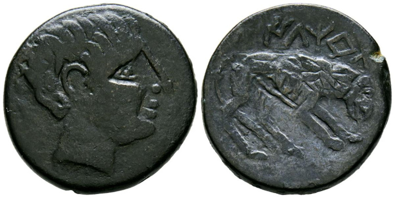 ILTIRTA (Lérida). As. (Ae. 6,38g/21mm). 220-200 a.C. (FAB-1477). Anv: Cabeza mas...