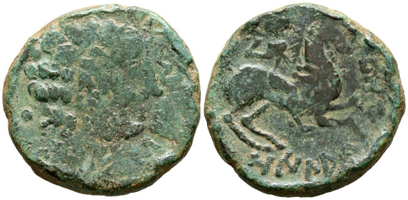 OILAUNICOS (Zona norte del Ebro). As. (Ae. 14,52g/27mm). 120-20 a.C. (FAB-1861)....