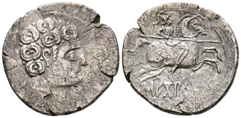 SECOBIRICES (Saelices, Cuenca). Denario. (Ar. 3,48g/20mm). 120-30 a.C. (FAB-2168...