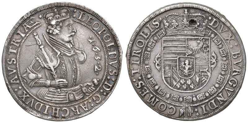 AUSTRIA. Leopoldo V (1619-1632). Tallero 1632 Tirolis, Hall. AG (g 27,97). KM 69...