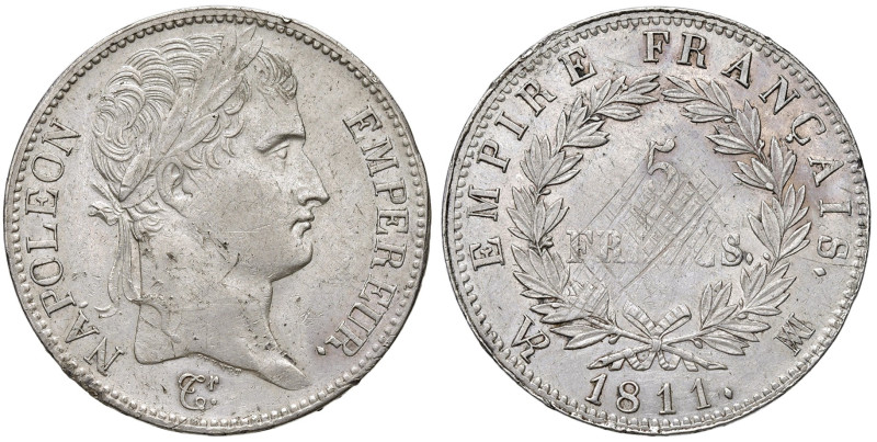 FRANCIA. Napoleone I (1804-1815). 5 Franchi 1811 MA (Marsiglia). AG (g 24,98). G...