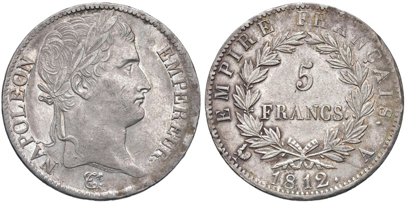 FRANCIA. Napoleone I (1804-1815). 5 Franchi 1812 A (Parigi). AG (g 25,52). Gad. ...