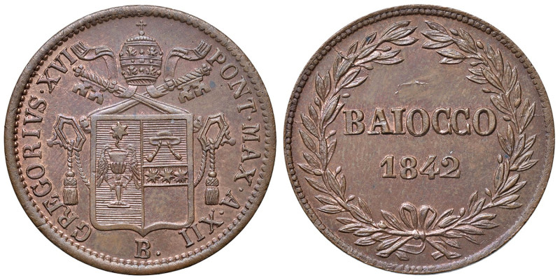 BOLOGNA. Gregorio XVI (1831-1846). Baiocco 1842 an. XII. CU (g 10,17). Gig.174. ...