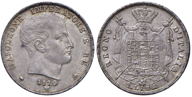 MILANO. Napoleone I, Re d'Italia (1805-1814). 1 Lira 1810. AG (g 5,00). Gig.154....