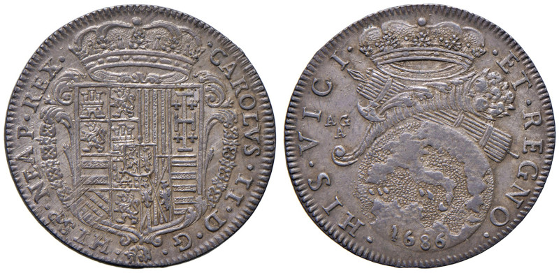 NAPOLI. Carlo II di Spagna (1674-1700). Tarì 1686. AG (g 5,67). Magliocca 18. Pa...