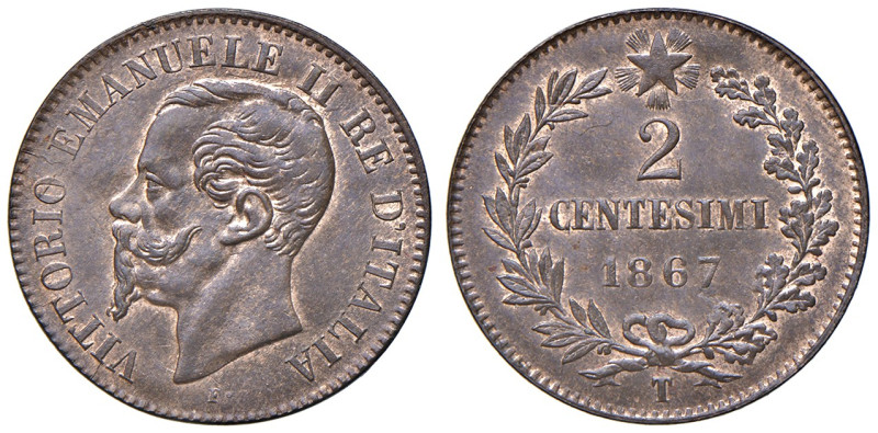 REGNO D'ITALIA. Vittorio Emanuele II (1861-1878). 2 Centesimi 1867 Torino. CU. G...