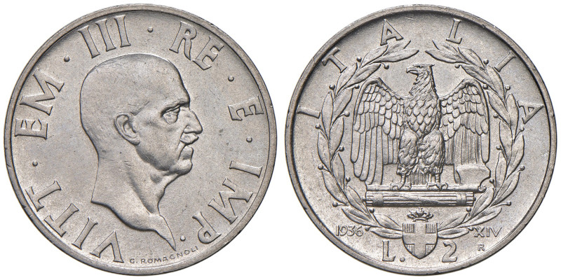 REGNO D'ITALIA. Vittorio Emanuele III (1900-1943). 2 Lire 1936 a.XIV. NI. Gig.11...