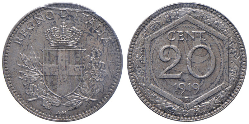 REGNO D'ITALIA. Vittorio Emanuele III (1900-1943). 20 centesimi 1919. CuNi. Riba...