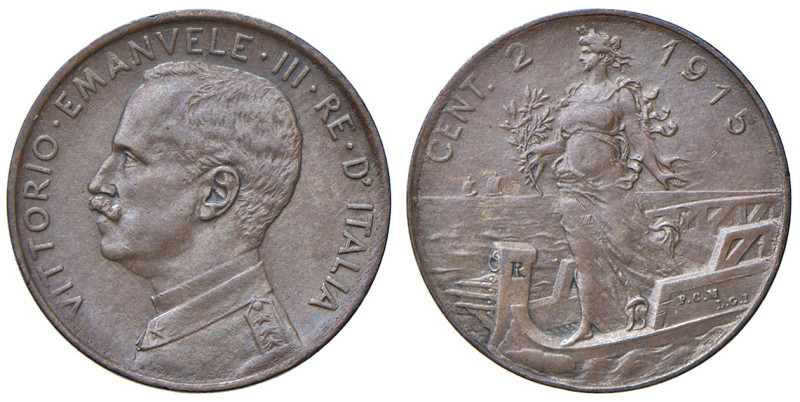 REGNO D'ITALIA. Vittorio Emanuele III (1900-1943). 2 Centesimi 1915. Variante co...