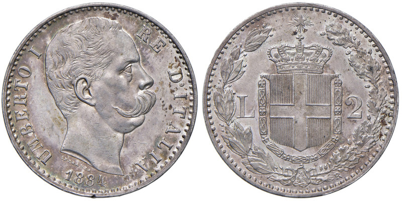 REGNO D'ITALIA. Umberto I (1878-1900). 2 Lire 1884. AG. Gig. 28. Gradevole patin...