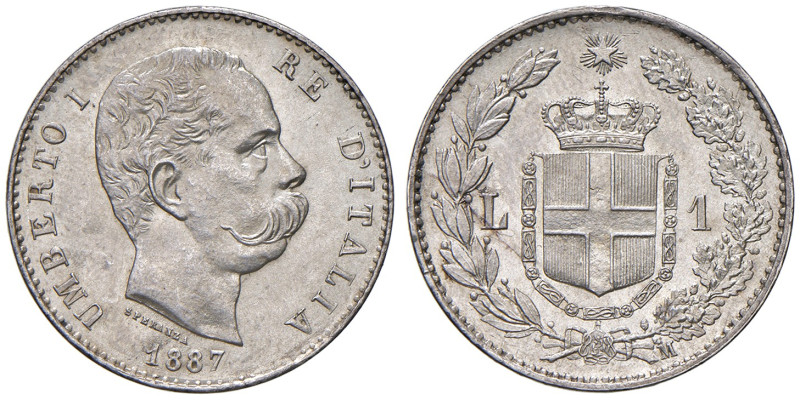 REGNO D'ITALIA. Umberto I (1878-1900). 1 Lira 1887. AG. Gig. 38. 

qFDC

Dir...