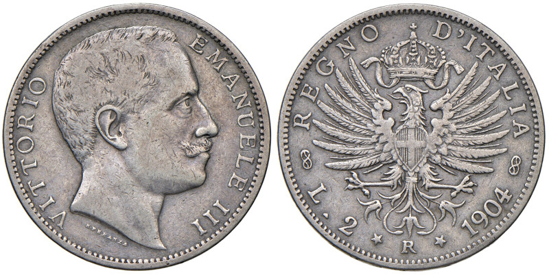 REGNO D'ITALIA. Vittorio Emanuele III (1900-1943). 2 Lire 1904. AG. Gig.92. RR
...