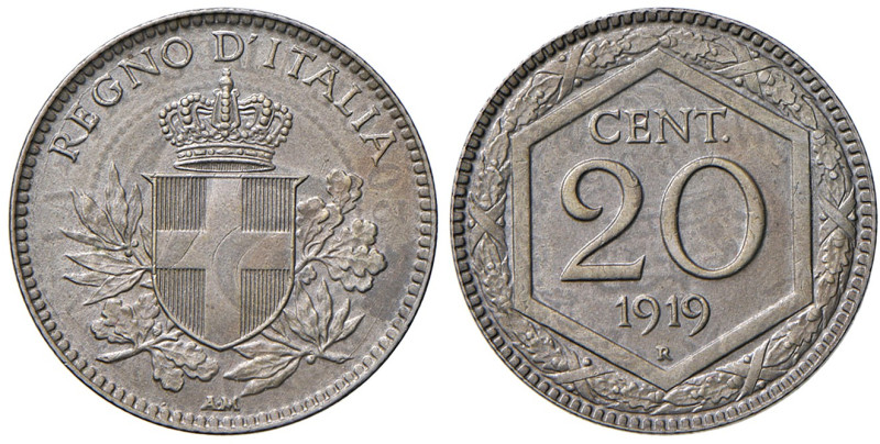 REGNO D'ITALIA. Vittorio Emanuele III (1900-1943). 20 Centesimi 1919. CuNi. Gig....